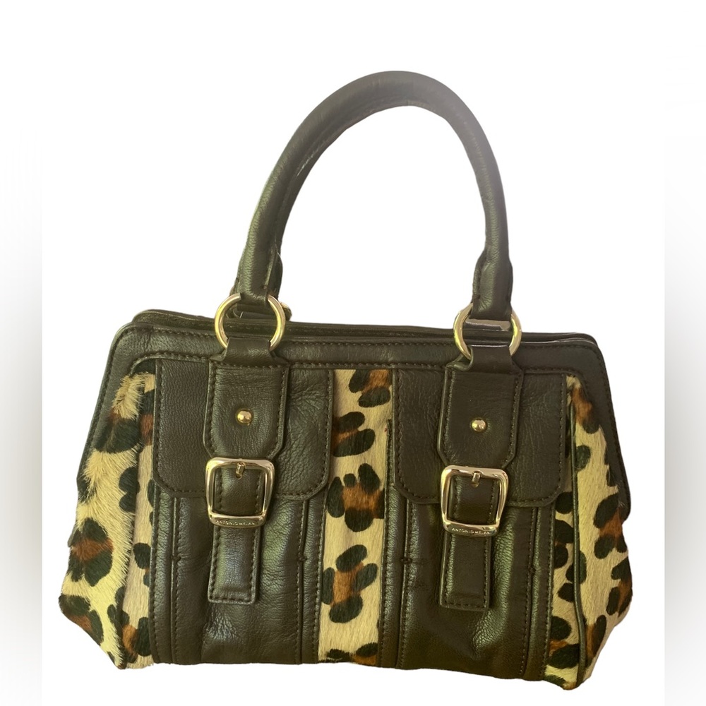 Antonio Melani  Cowhide leather purse Brown Cheetah Tote